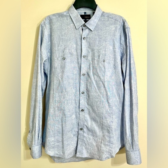 EIGHT‎ X PREMIUM Men’s Embroidered Button Down Paisley Blue Buckle Exclusive M - Picture 9 of 16